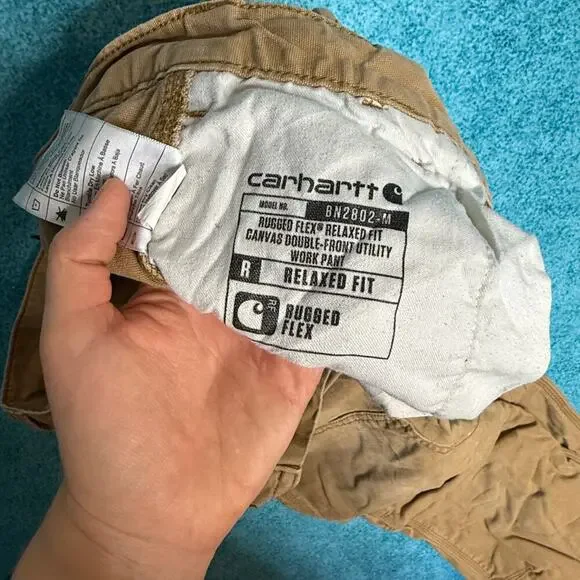 Carhartt Mens 30x30 Tan Double Knee Work Pants Rugged Flex Utility Workwear - Picture 12 of 16